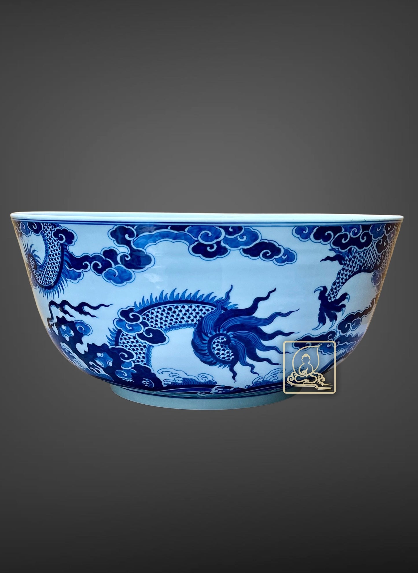 CHẬU SỨ TẮM PHẬT HỌA TIẾT SONG LONG - BG018