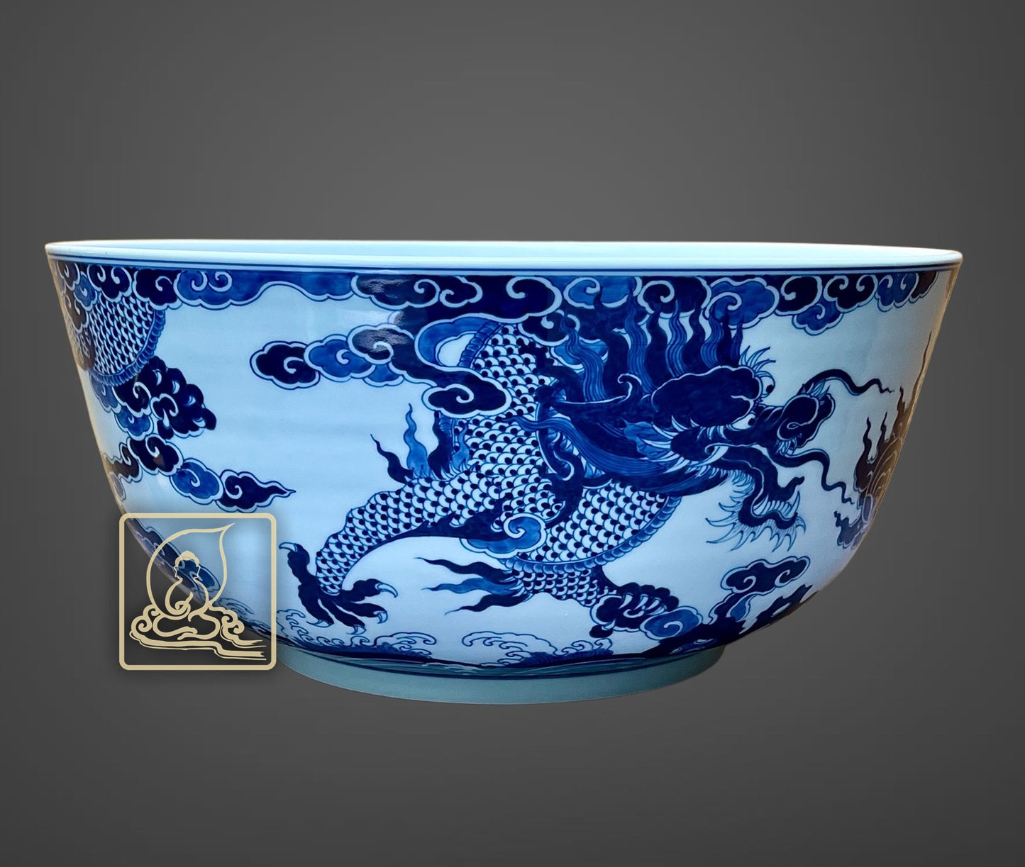 CHẬU SỨ TẮM PHẬT HỌA TIẾT SONG LONG - BG018