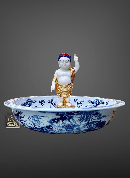 CHẬU SỨ TẮM PHẬT HỌA TIẾT SONG LONG - BG019